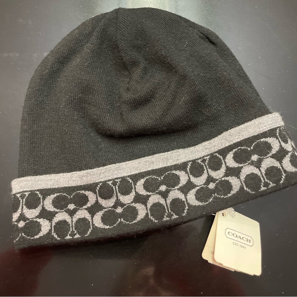 NWT COACH MINI SIGNATURE HAT BLACK/CG F80727